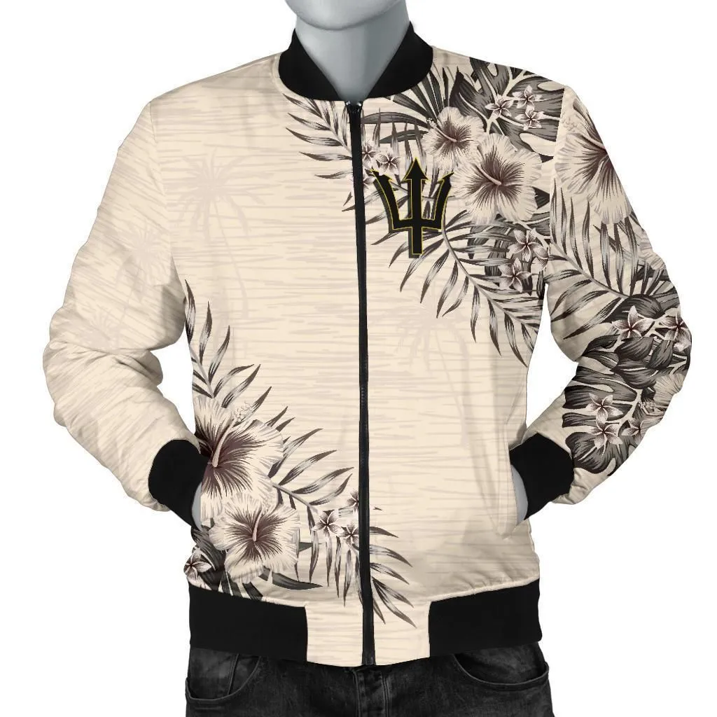 Barbados Mens Bomber Jacket - The Beige Hibiscus