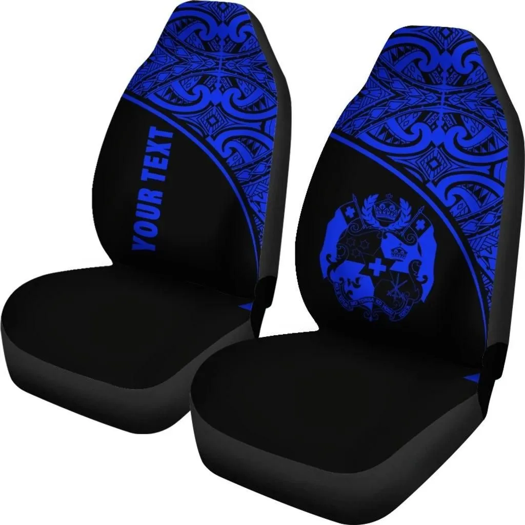 Tonga Polynesian Custom Personalised Car Seat Covers - Blue Curve - BN11