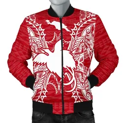 Papua New Guinea Polynesian Mens Bomber Jacket Map Red White