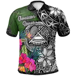 American Samoa Polo Shirt - Turtle Plumeria Banana Leaf