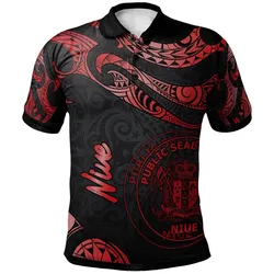 Niue Polynesian Polo Shirt - Poly Tattoo Red Version