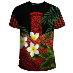 Hawaii T Shirts Polynesian Tiki Plumeria Banana Leaves Red