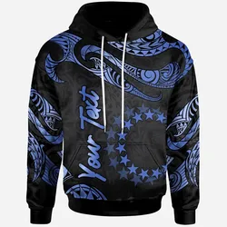 Cook Islands Polynesian Custom Personalised Hoodie - Poly Tattoo Blue Version