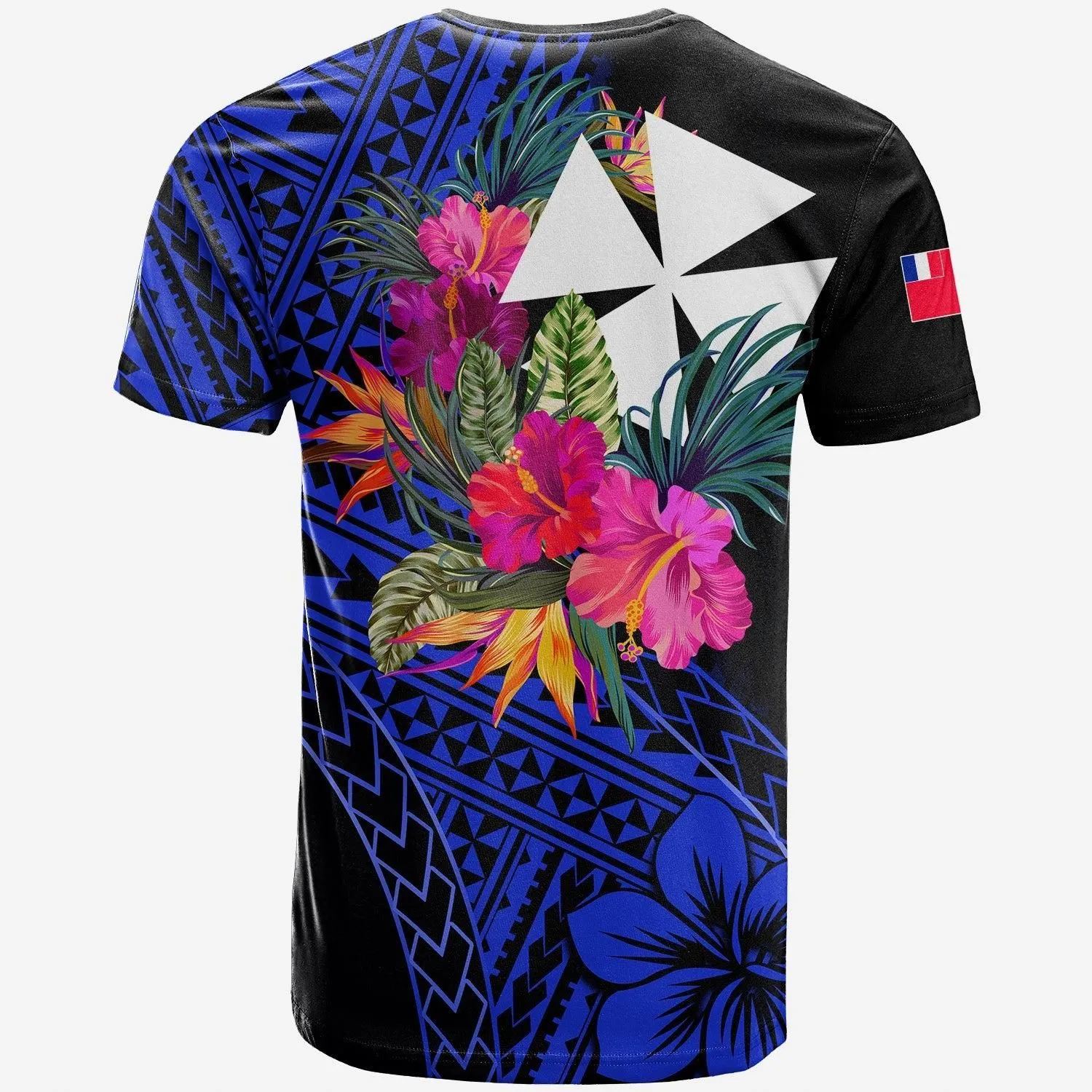 Wallis and Futuna T Shirt Hibiscus Blue No.1Color  LT6