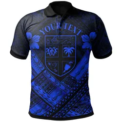 Fiji Polynesian Custom Personalised Polo Shirts - Fiji Blue Seal Camisole Hibiscus Style