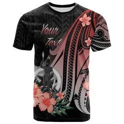 Vanuatu Personalised Custom T shirt - Red Polynesian Hibiscus Pattern Style
