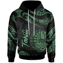 Tahiti Polynesian Hoodie - Poly Tattoo Green Version