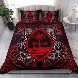 Alohawaii Bedding Set - Cover and Pillow Cases Guam Polynesian - Red Hibiscus Coat Of Arm - BN12
