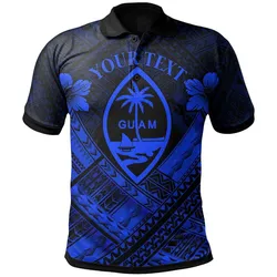 Guam Polynesian Custom Personalised Polo Shirt - Guam Blue Seal Camisole Hibiscus Style