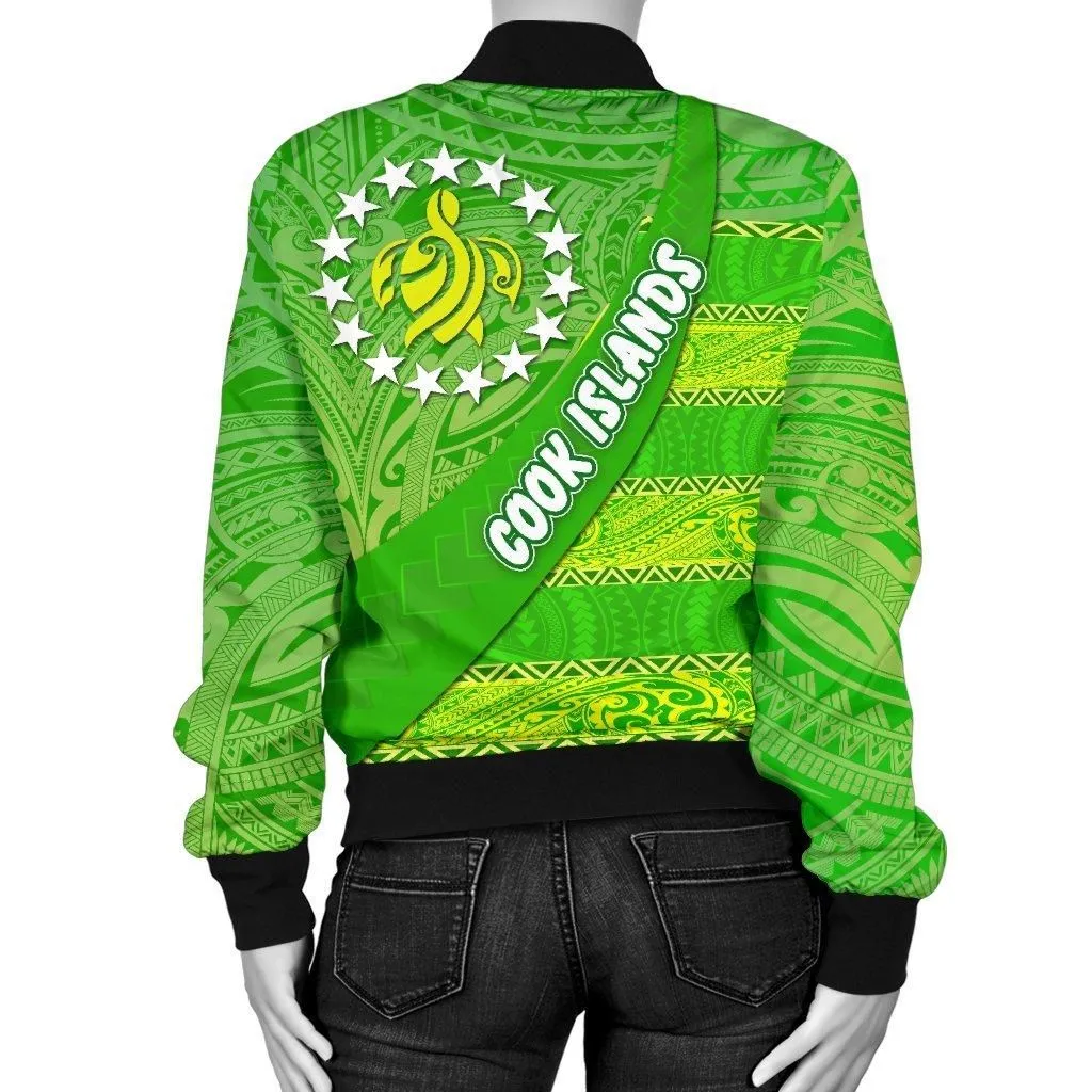 Cook Islands Women Bomber Jacket Polynesian Victorian Vibes