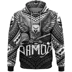 American Samoa Hoodie Eagle Tattoo Style Black And White