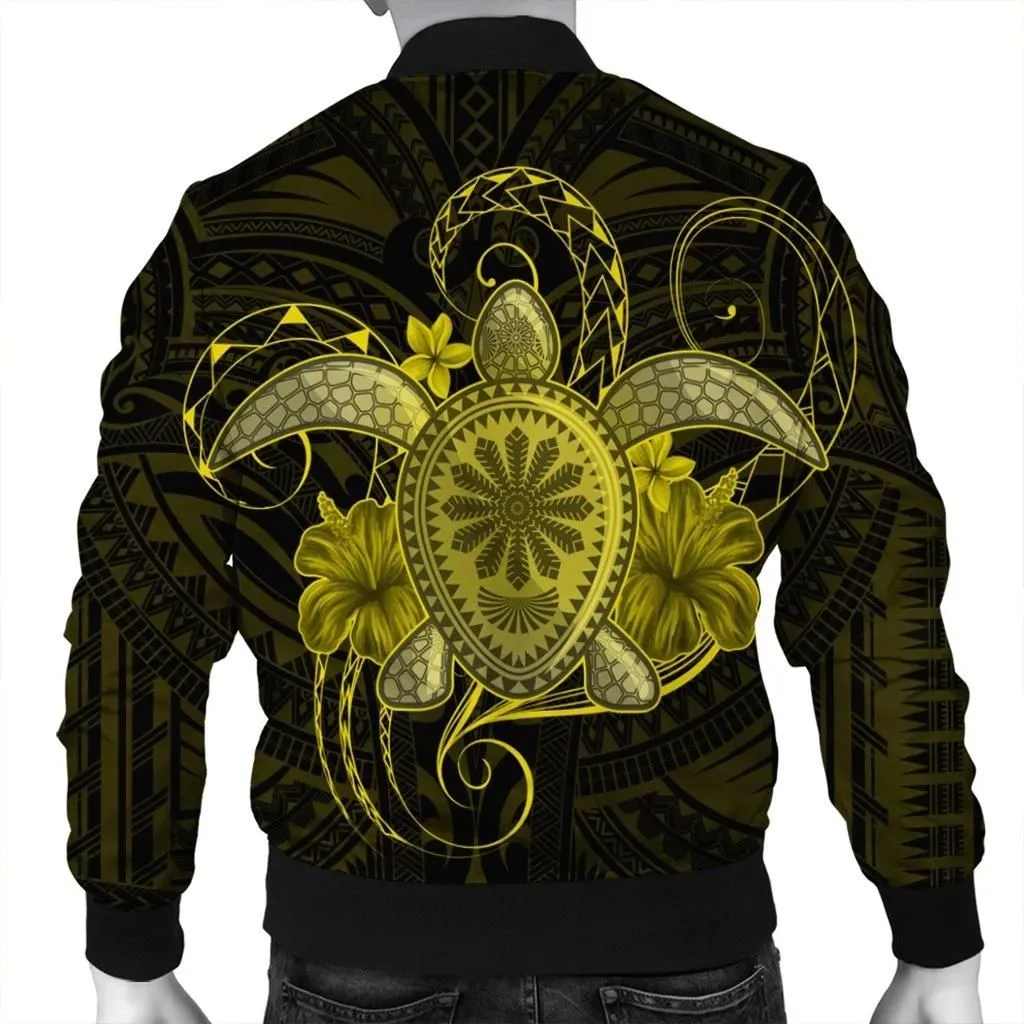 Alohawaii Jacket - Hawaii Turtle Hibiscus Polynesian Bomber Jacket - Full Style - Yellow - AH - J4R
