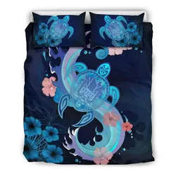 Tahiti Blue Turtle Hibiscus Bedding Set A02 Dhc28111380Dd
