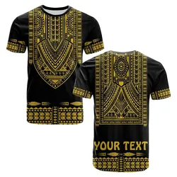 Custom Personalised Polynesian T Shirt Dashiki With Polynesian Tattoo Royal Golden Version LT14
