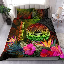 American Samoa Polynesian Personalised Bedding Set -  Hibiscus and Banana Leaves - BN15