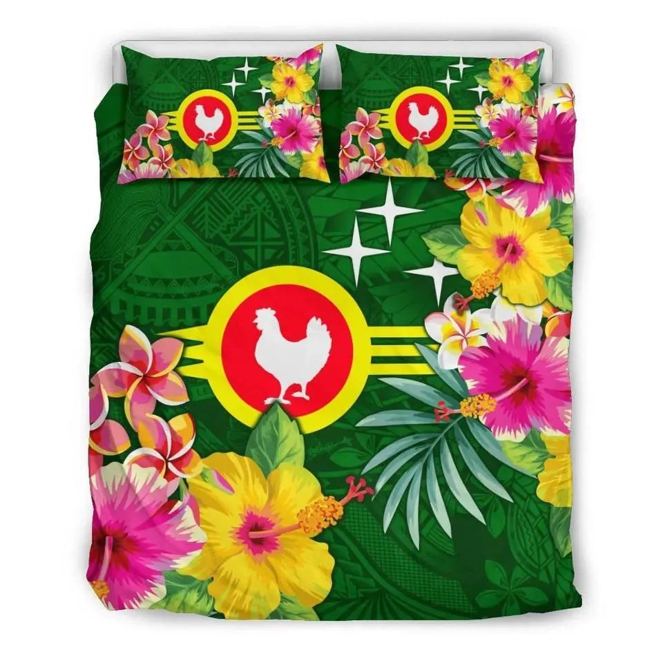 Vibe Hoodie American Samoa Bedding Set - ManuAtele Hibiscus Flag