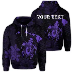 (Personalised) Hawaiian Map Turtle Plumeria Hibiscus Fish Hook Polynesian Hoodie Purple - AH