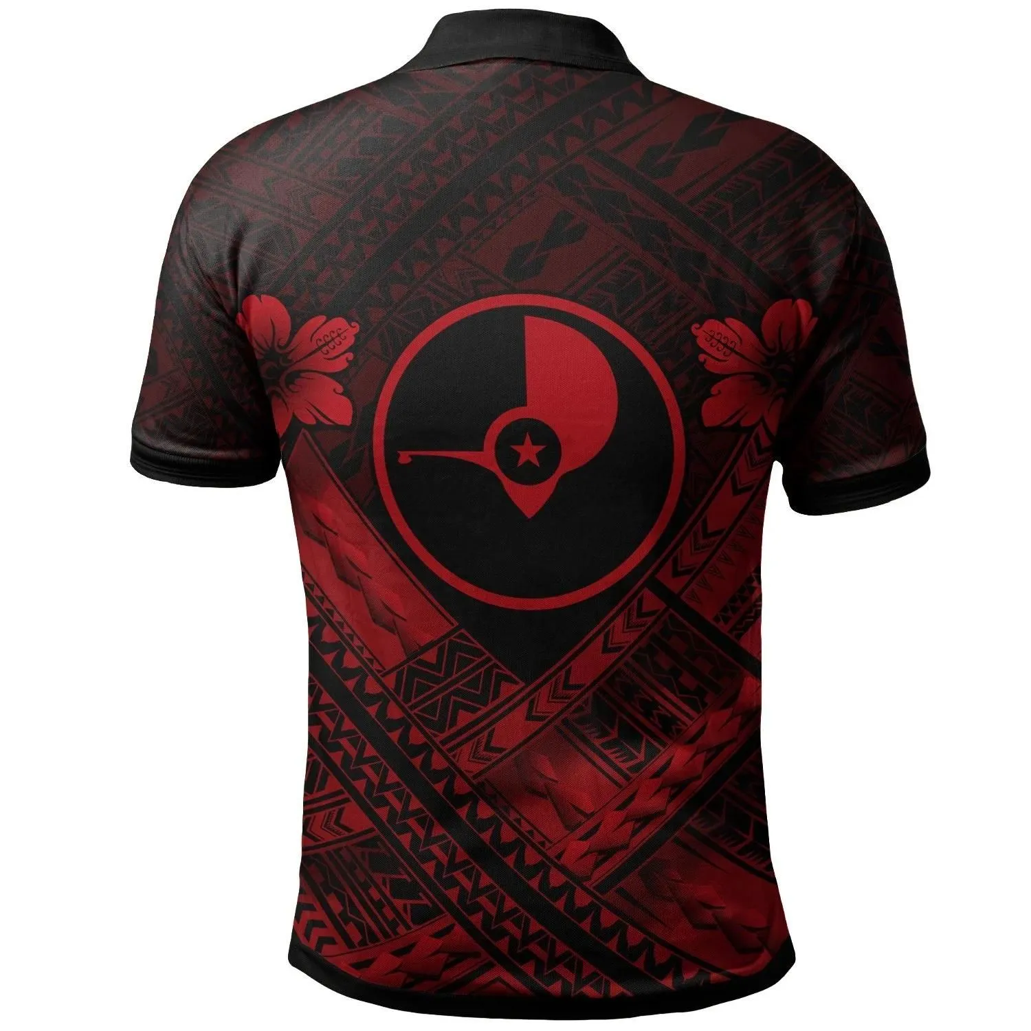 Yap Custom Polynesian Polo Shirt - Yap Red Seal Camisole Hibiscus Style - BN18