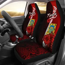 Tuvalu Polynesian Car Seat Covers - Coat Of Arm With Hibiscus