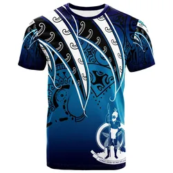 Vanuatu T shirt - Tropical Leaf Blue Gradient Style