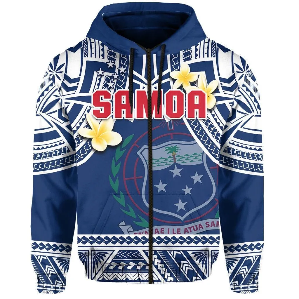 Samoa Hoodie Samoan Plumeria Flowers Mix Polynesian Pattern LT14