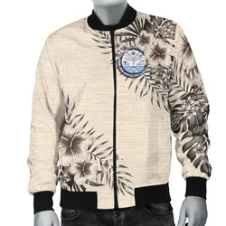 Marshall Islands Mens Bomber Jacket - The Beige Hibiscus