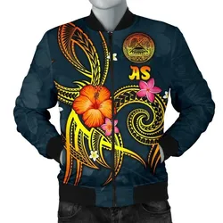 American Samoa Polynesian Mens Bomber Jacket - Legend of American Samoa (Blue)