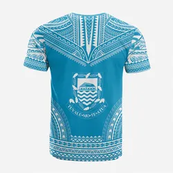 Tuvalu Custom Personalised T shirt - Tuvalu Coat Of Arms Polynesian Chief Tattoo Light Blue Version