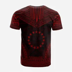 Cook Islands Custom Personalised T Shirt - Cook Islands Flag Polynesian Chief Tattoo Red Version