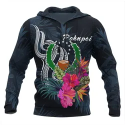 Pohnpei Micronesia Hoodie - Tropical Flowers