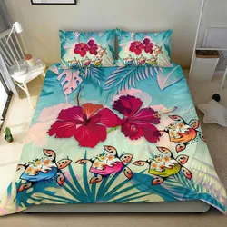 Polynesian Bedding Set - Turtle Hibiscus Duvet Cover Set - BN11