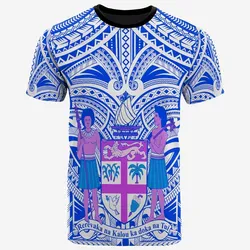 Fiji All Over T-Shirt - Fiji Coat Of Arm (Blue)