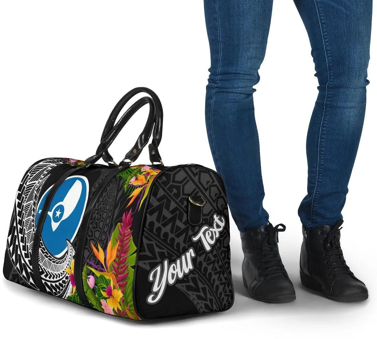 Yap State Travel Bag - Custom Personalised Seal Spiral Polynesian Patterns