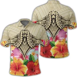 Alohawaii Shirt - Hawaii Manta Ray Tropical Hibiscus Plumeria Polynesian Polo Shirt - AH - J4R