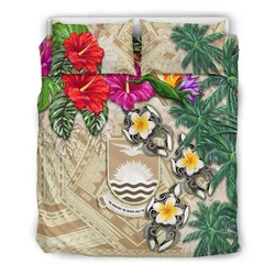 FamilyGater Bedding Set - Cover and Pillow Cases Kiribati - Hibiscus Turtle Tattoo Beige A02