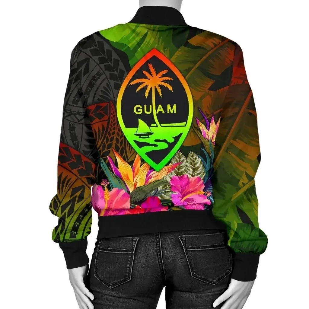 FamilyGater Jacket - Bomber Jacket Guam Polynesian - Hibiscus and Banana Leaves - BN15