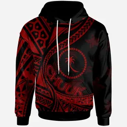 Chuuk Hoodie - Plumeria Flowers Red Version