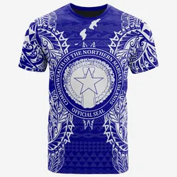 Northern Mariana Islands All Northern Mariana Islands Seal Map Polynesian Tattoo Blue Unisex 3D T-Shirt All Over Print ONCMM