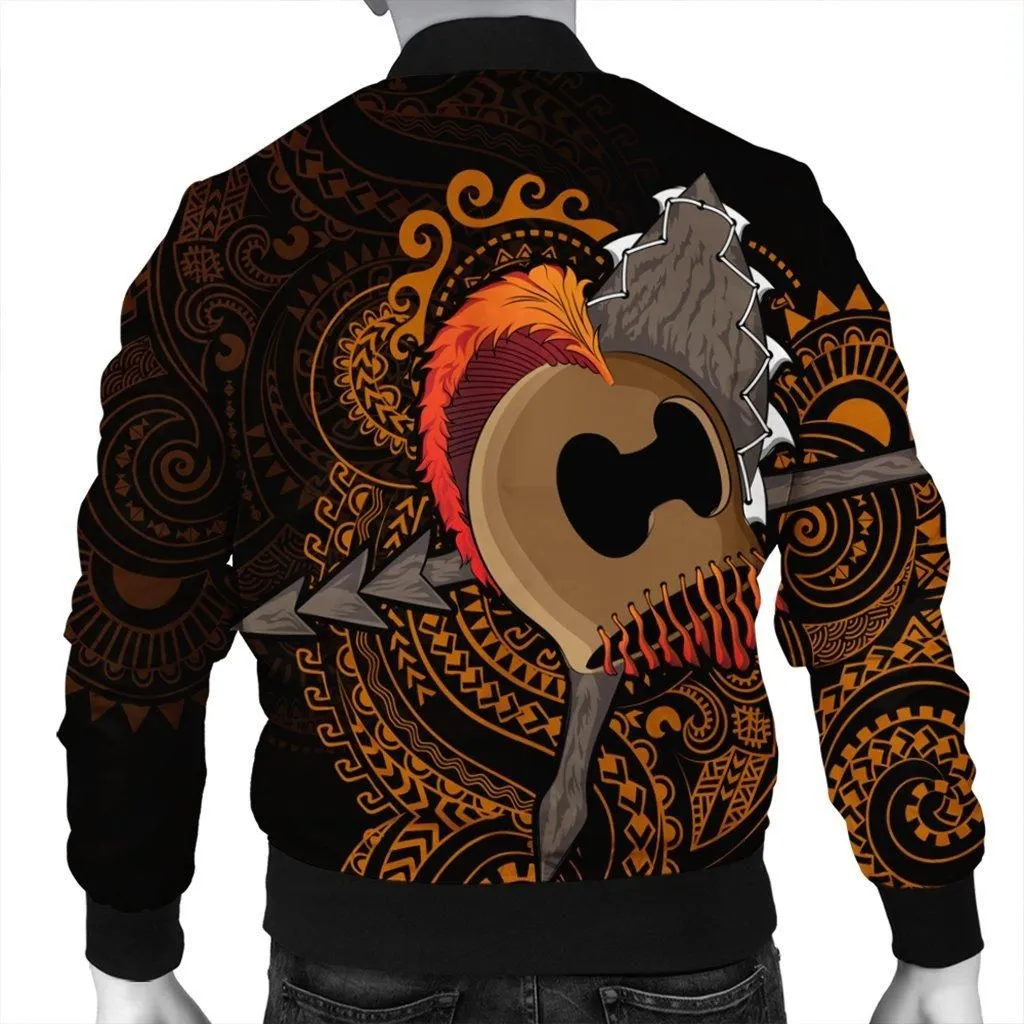 Hawaiian Warrior Helmet Kanaka Polynesian Bomber Jacket - AH