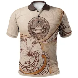 American Samoa Polo Shirt -  Hibiscus Flowers Vintage Style