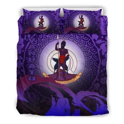 Vanuatu Wave And Hibiscus Purple Bedding Set 