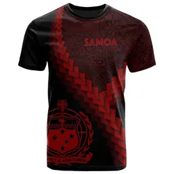 Samoa T shirt - Samoa Coat Of Arms With Polynesian Tattoo Red