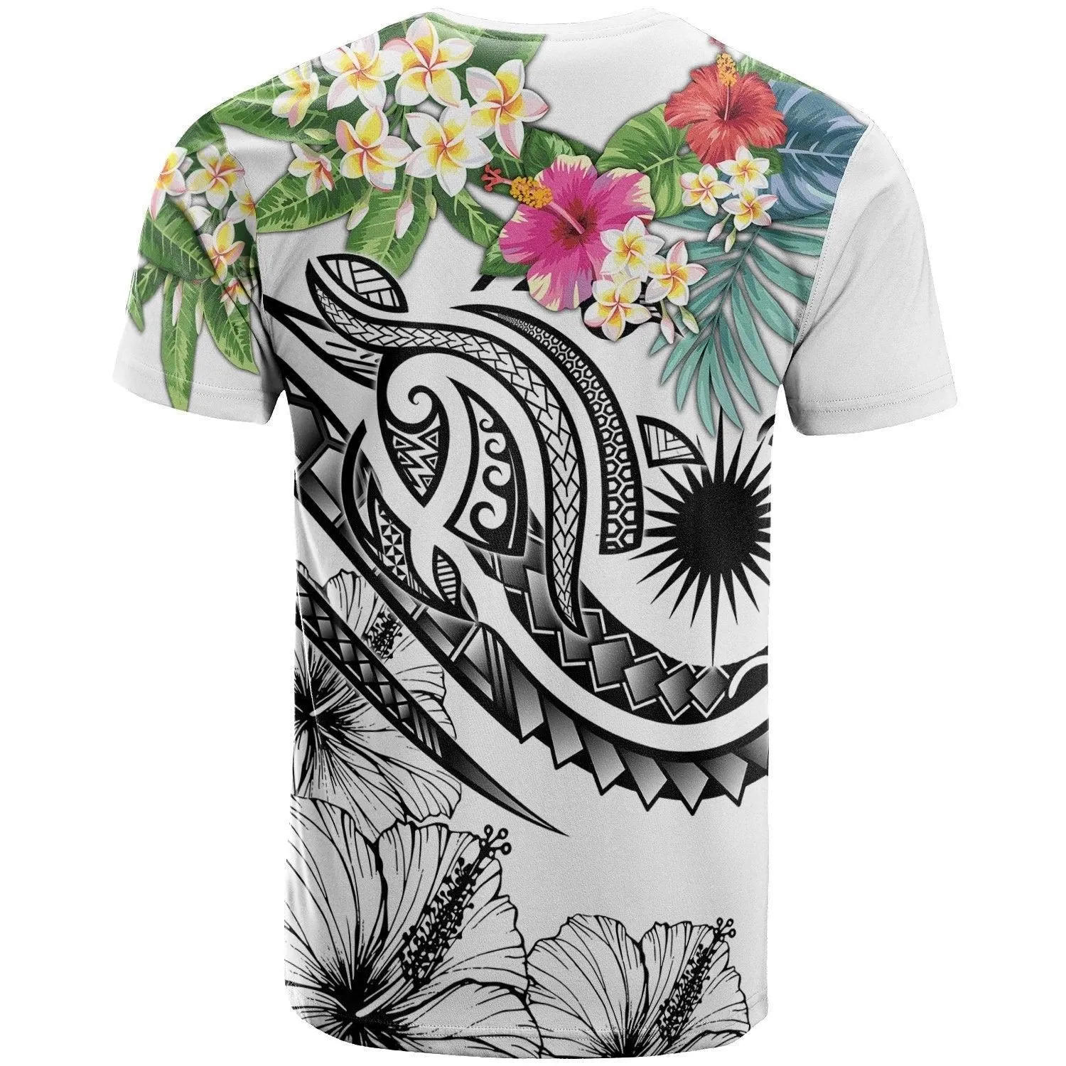 Marshall Islands Polynesian T shirt - Summer Plumeria White