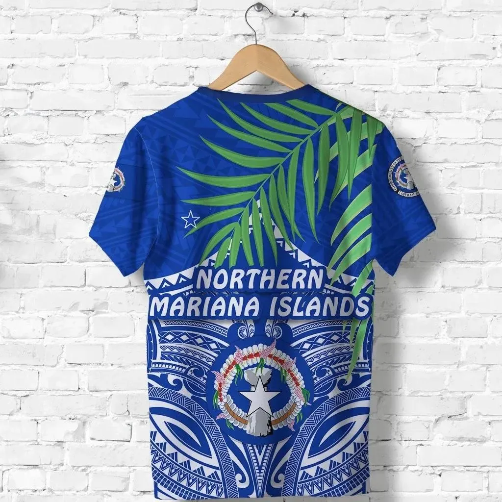 Northern Mariana Islands Rugby T Shirt Coconut Leaves CNMI K13
