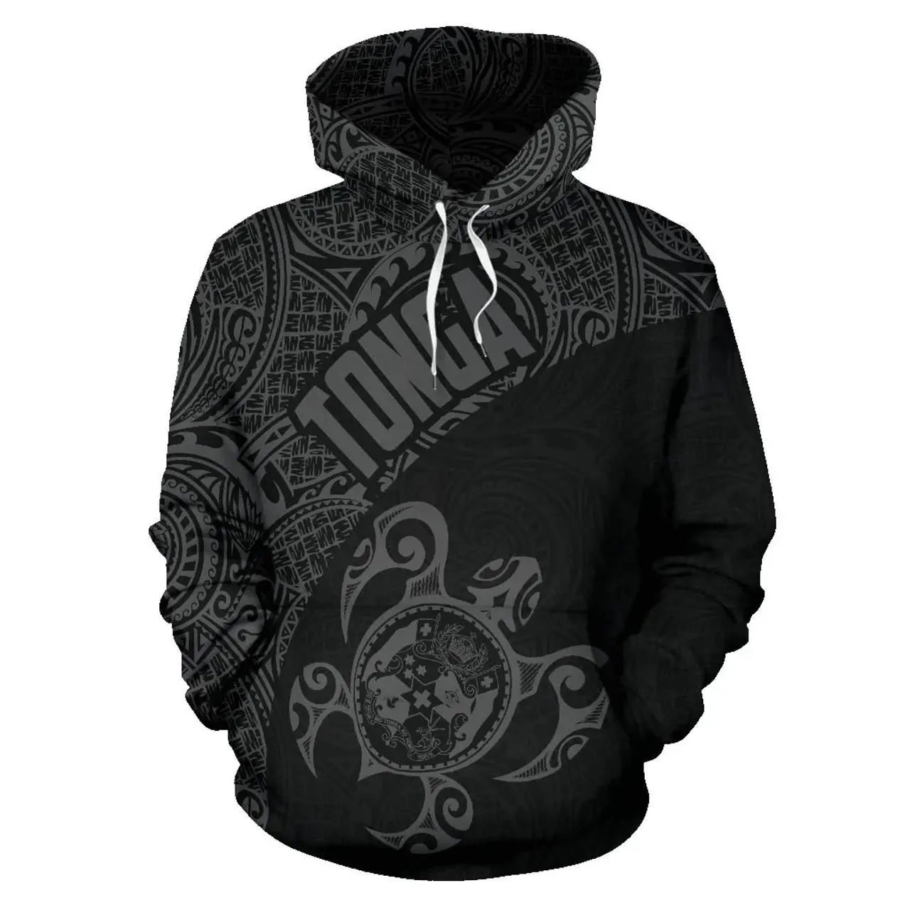 Tonga Hoodie - Tonga Coat of Arms In Turtle Polynesian Tattoo 11