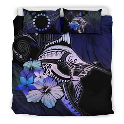 Cook Islands Marlin And Hibiscus Bedding Set Bedroom Decor Purple
