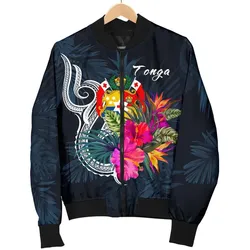 Tonga Polynesian Bomber Jacket - Tropical Flower