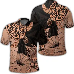 Hawaii Turtle Polo Shirt Polynesian Hibiscus Art Organe