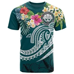 FSM Polynesian T-Shirt - Summer Plumeria (Turquoise)