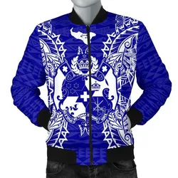 Tonga Polynesian Mens Bomber Jacket Map Blue